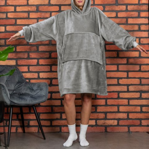 Bluzair Bluza Koc Hoodie Oversize Polska Jasnoszara Bluzair Bluza Koc Hoodie Oversize Polska Jasnoszara