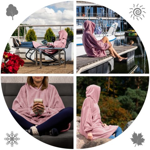 Bluzair Bluza Koc Hoodie Oversize Polska Różowy Bluzair Bluza Koc Hoodie Oversize Polska Różowy
