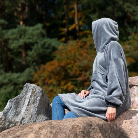 Bluzair Bluza Koc Hoodie Oversize Polska Szary 4w1 Bluzair Bluza Koc Hoodie Oversize Polska Szary 4w1