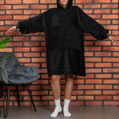 Bluzair Bluza Koc z Kapturem XXL Ciepła Czarny 4w1 Bluzair Bluza Koc z Kapturem XXL Ciepła Czarny 4w1