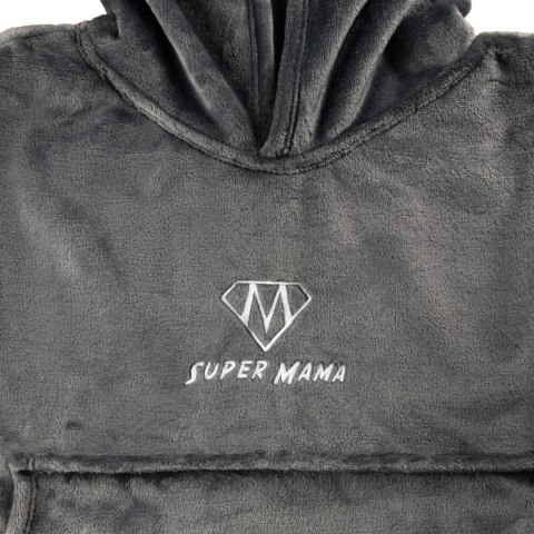 Bluzair SUPER MAMA - Bluza koc - Szary - prezent na dzień matki Bluzair SUPER MAMA - Bluza koc - Szary - prezent na dzień matki