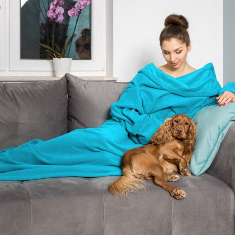 Kocyko-szlafrok SUPER MAMA - Niebieski - prezent na dzień matki Kocyko-szlafrok SUPER MAMA - Niebieski - prezent na dzień matki
