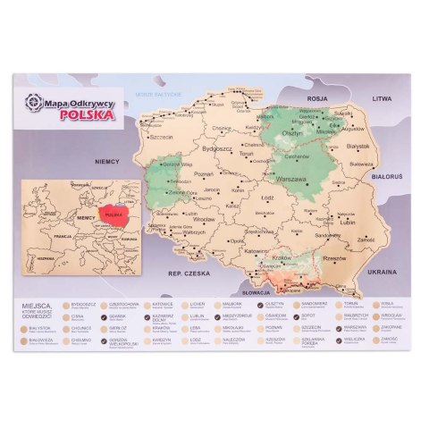 Mapa Odkrywcy Polska plakat ZDRAPKA w tubie duża Mapa Odkrywcy Polska plakat ZDRAPKA w tubie duża