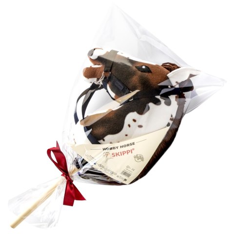 Skippi Hobby Horse A4 w brązowe łaty - koń na kiju - kantar wodze zestawie Skippi Hobby Horse A4 w brązowe łaty - koń na kiju - kantar wodze zestawie
