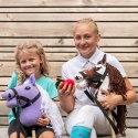 Skippi Hobby Horse A5 w brązowe łaty - koń na kiju - kantar wodze zestawie