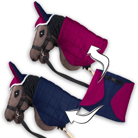 Zestaw Skippi - Hobby Horse Gniady - Derka fuksja i granat - Kantar szary Zestaw Skippi - Hobby Horse Gniady - Derka fuksja i granat - Kantar szary