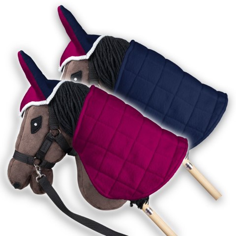 Zestaw Skippi - Hobby Horse Gniady - Derka fuksja i granat - Kantar szary Zestaw Skippi - Hobby Horse Gniady - Derka fuksja i granat - Kantar szary