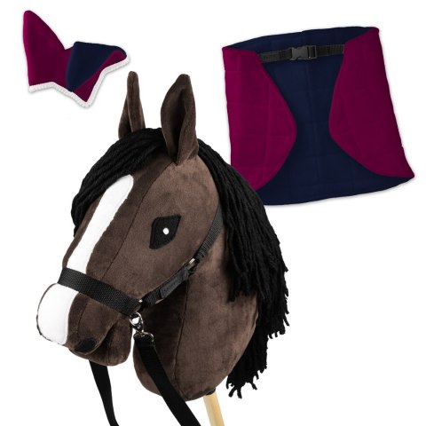 Zestaw Skippi - Hobby Horse Gniady - Derka i nauszniki - fuksja i granat Zestaw Skippi - Hobby Horse Gniady - Derka i nauszniki - fuksja i granat