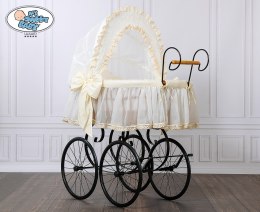 Kosz Mojżesza Retro Elisa - Naturalny + kremowa pościel z koronką