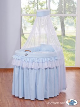 Kosz Mojżesza wiklinowy z baldachimem- Little Prince niebieski