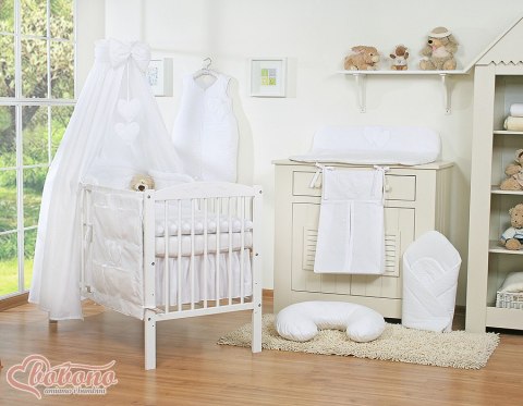 Pościel 5-cz z baldachimem- Wiszące Serduszka białe