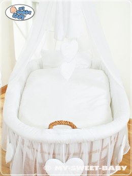 Wiklinowy kosz Mojżesza z baldachimem Amelie - naturalny + biała pościel