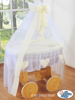 Kosz Mojżesza z baldachimem Deluxe- Amelie kremowy