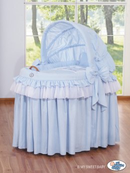 Obszycie 4-cz do kosza Mojżesza wiklinowego ze składaną budką- Little Prince niebieski