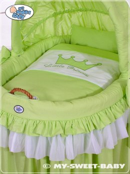 Obszycie 4-cz do kosza Mojżesza wiklinowego ze składaną budką- Little Princess zielony