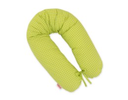 Poduszka ciążowa Longer dla kobiet w ciąży do spania + zdejmowana poszewka - Kratka zielona