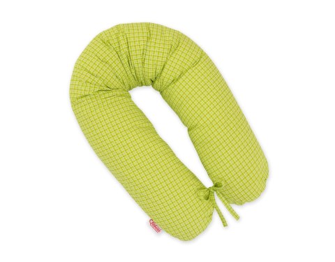 Poduszka ciążowa Longer dla kobiet w ciąży do spania + zdejmowana poszewka - Kratka zielona