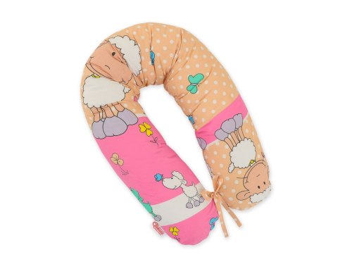 Poduszka ciążowa Longer dla kobiet w ciąży do spania + zdejmowana poszewka - Owieczki beżowe