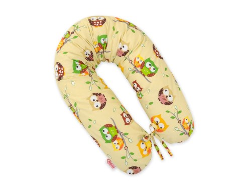 Poduszka ciążowa Longer dla kobiet w ciąży do spania + zdejmowana poszewka - Sowy na kremie