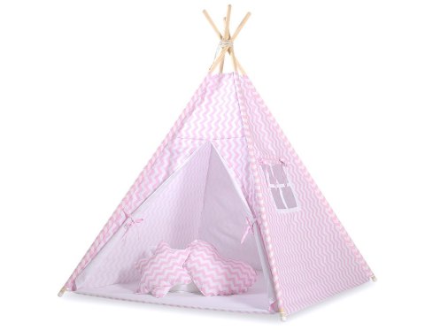 Namiot TIPI dla dzieci +mata + zawieszki pióra - Chevron różowy Namiot TIPI dla dzieci +mata + zawieszki pióra - Chevron różowy