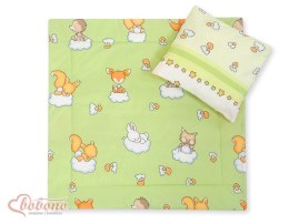 Pościel dla niemowląt z wypełnieniem kołderka i poduszka - Basic leśne zwierzątka zielone