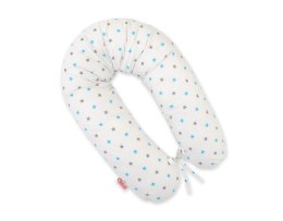 Poduszka ciążowa Longer dla kobiet w ciąży do spania + zdejmowana poszewka- Gwiazdki szaro-turkusowe