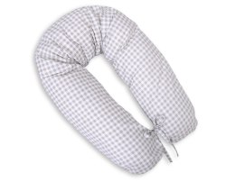 Poduszka ciążowa Longer dla kobiet w ciąży do spania + zdejmowana poszewka - Kratka szara