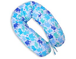 Poduszka ciążowa Longer dla kobiet w ciąży do spania + zdejmowana poszewka - Słonie niebieskie