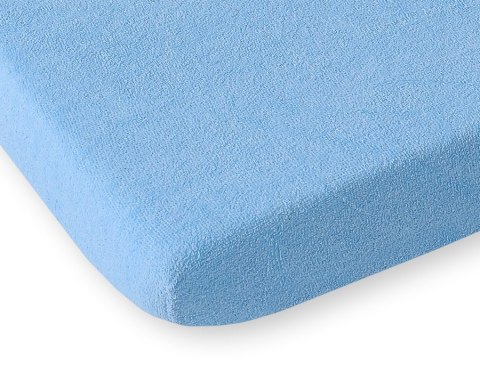 Prześcieradło frotte z gumką do łóżeczka 140x70cm - niebieskie Prześcieradło frotte z gumką do łóżeczka 140x70cm - niebieskie