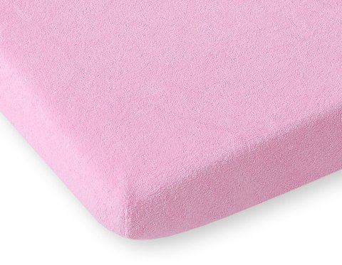 Prześcieradło frotte z gumką do łóżeczka 140x70cm - różowe Prześcieradło frotte z gumką do łóżeczka 140x70cm - różowe