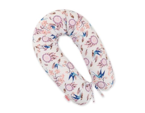 Poduszka ciążowa Longer dla kobiet w ciąży do spania + zdejmowana poszewka - Jaskółki niebieskie