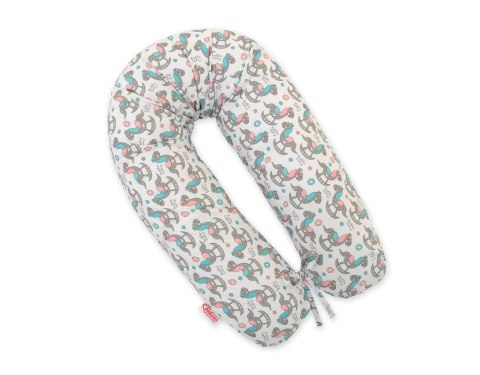 Poduszka ciążowa Longer dla kobiet w ciąży do spania + zdejmowana poszewka - koniki na biegunach