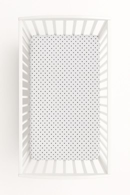 Prześcieradło bawełniane z gumką do łóżeczka 120x60 cm - grochy czarne