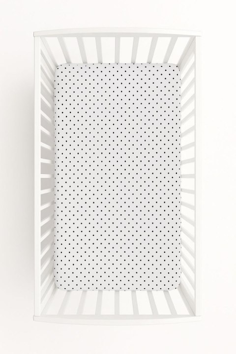 Prześcieradło bawełniane z gumką do łóżeczka 120x60 cm - grochy czarne Prześcieradło bawełniane z gumką do łóżeczka 120x60 cm - grochy czarne
