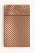 Prześcieradło bawełniane z gumką do łóżeczka 120x60 cm - grochy na brązie