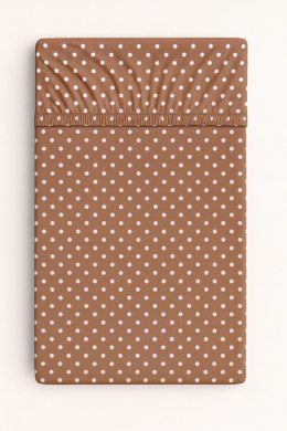 Prześcieradło bawełniane z gumką do łóżeczka 120x60 cm - grochy na brązie