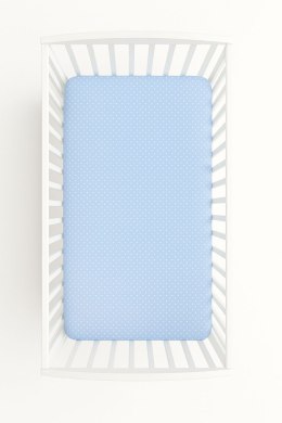 Prześcieradło bawełniane z gumką do łóżeczka 120x60 cm - groszki na błękicie