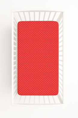 Prześcieradło bawełniane z gumką do łóżeczka 120x60 cm - groszki na czerwieni