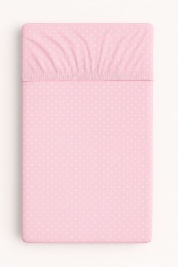 Prześcieradło bawełniane z gumką do łóżeczka 120x60 cm - groszki na różu