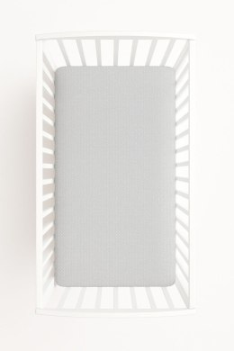 Prześcieradło bawełniane z gumką do łóżeczka 120x60 cm - groszki na szarym