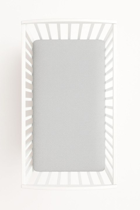 Prześcieradło bawełniane z gumką do łóżeczka 120x60 cm - groszki na szarym Prześcieradło bawełniane z gumką do łóżeczka 120x60 cm - groszki na szarym