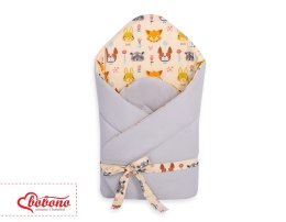 Rożek dla niemowląt z wiązaniem 2w1 usztywniany i miękki - zwierzątka kremowe