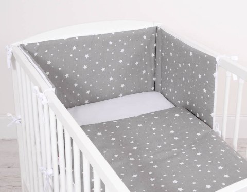 Dwustronna pościel dla dzieci 2-częściowa bawełniana - mini gwiazdki białe na szarym/biały Dwustronna pościel dla dzieci 2-częściowa bawełniana - mini gwiazdki białe na szarym/biały