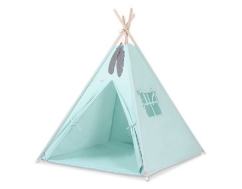 Namiot TIPI dla dzieci +mata + zawieszki pióra - jasna mięta Namiot TIPI dla dzieci +mata + zawieszki pióra - jasna mięta