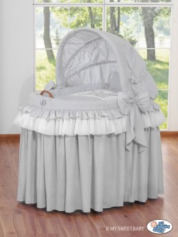 Obszycie 4-cz do kosza Mojżesza wiklinowego ze składaną budką- Little Prince Princess szary