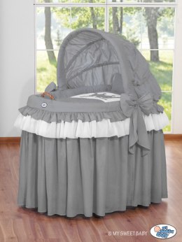 Obszycie 4-cz do kosza Mojżesza wiklinowego ze składaną budką- Little Prince antracyt