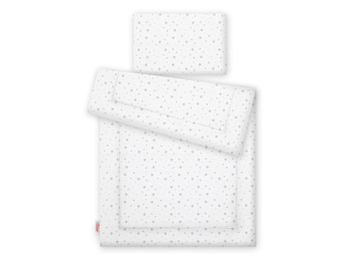 Komplet pościeli dla dzieci z wypełnieniem 120x90cm - mini gwiazdki szare na białym tle Komplet pościeli dla dzieci z wypełnieniem 120x90cm - mini gwiazdki szare na białym tle