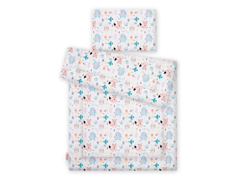Komplet pościeli dla dzieci z wypełnieniem 120x90cm - misie niebieskie Komplet pościeli dla dzieci z wypełnieniem 120x90cm - misie niebieskie