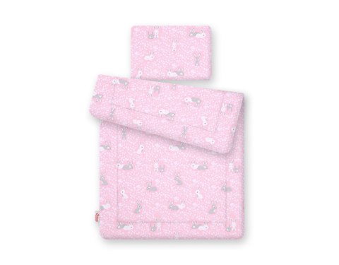 Komplet pościeli dla niemowląt z wypełnieniem 2-cz 75x100cm NEWBORN - króliczki różowe Komplet pościeli dla niemowląt z wypełnieniem 2-cz 75x100cm NEWBORN - króliczki różowe