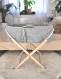 Kosz Mojżesza BOHO bawełniany Handmade z materacykiem - szary
